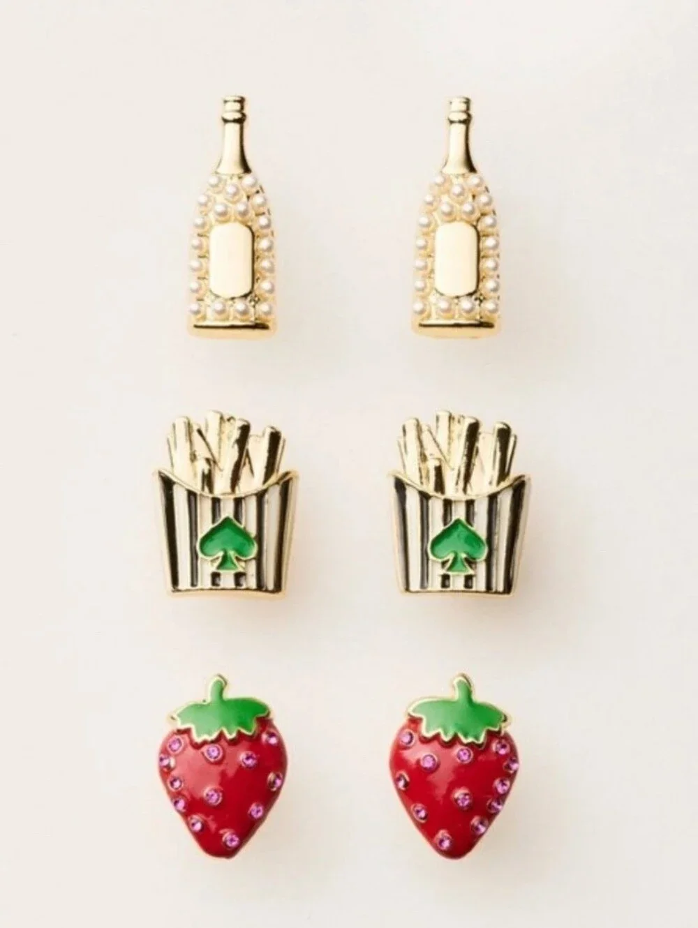 KATE SPADE x TARGET  strawberry, fries & champagne trio Earring Set